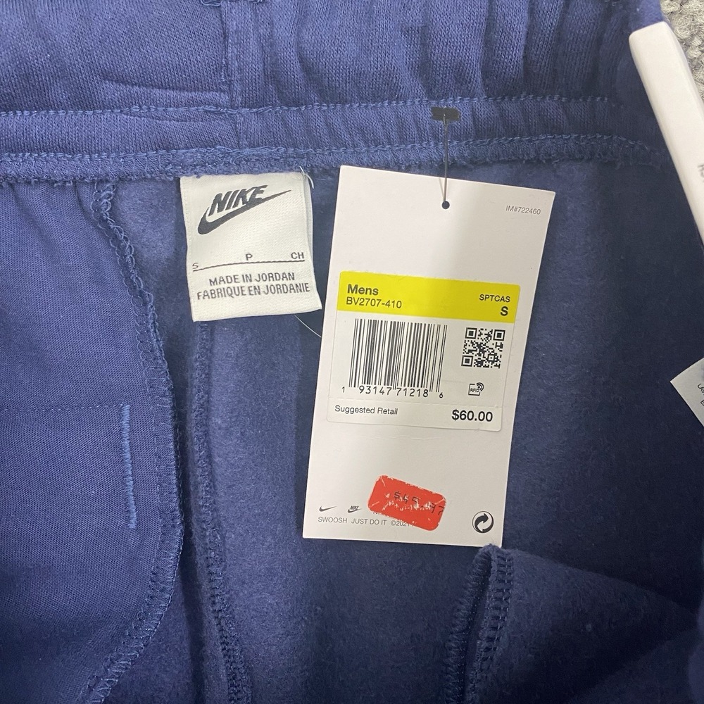 Nike Men's Sportswear Club Fleece open Hem Regular Size S Blue NEW BV2707-410 - Picture 6 of 9